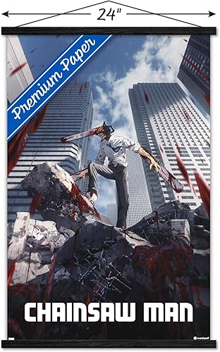 Miniatura 3 de Trends International Chainsaw Man - Póster de pared de arte clave, 22.37 x 34.00 pulgadas, paquete de impresión premium y colgador negro