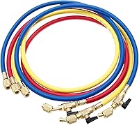 SURIEEN Refrigerant Charging Hoses with Ball Valves 3pcs 60" Red/Yellow/Blue for R410A R134A R22 R12 HVAC AC 800 PSI