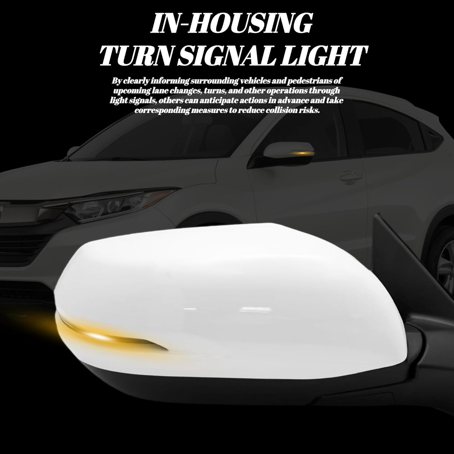 Left Driver Side Mirror Compatible With 2016 2017 2018 2019 2020 2021 2022 HR-V EX EX-L With Power Heated Glass Turn Signals Manual Folding White