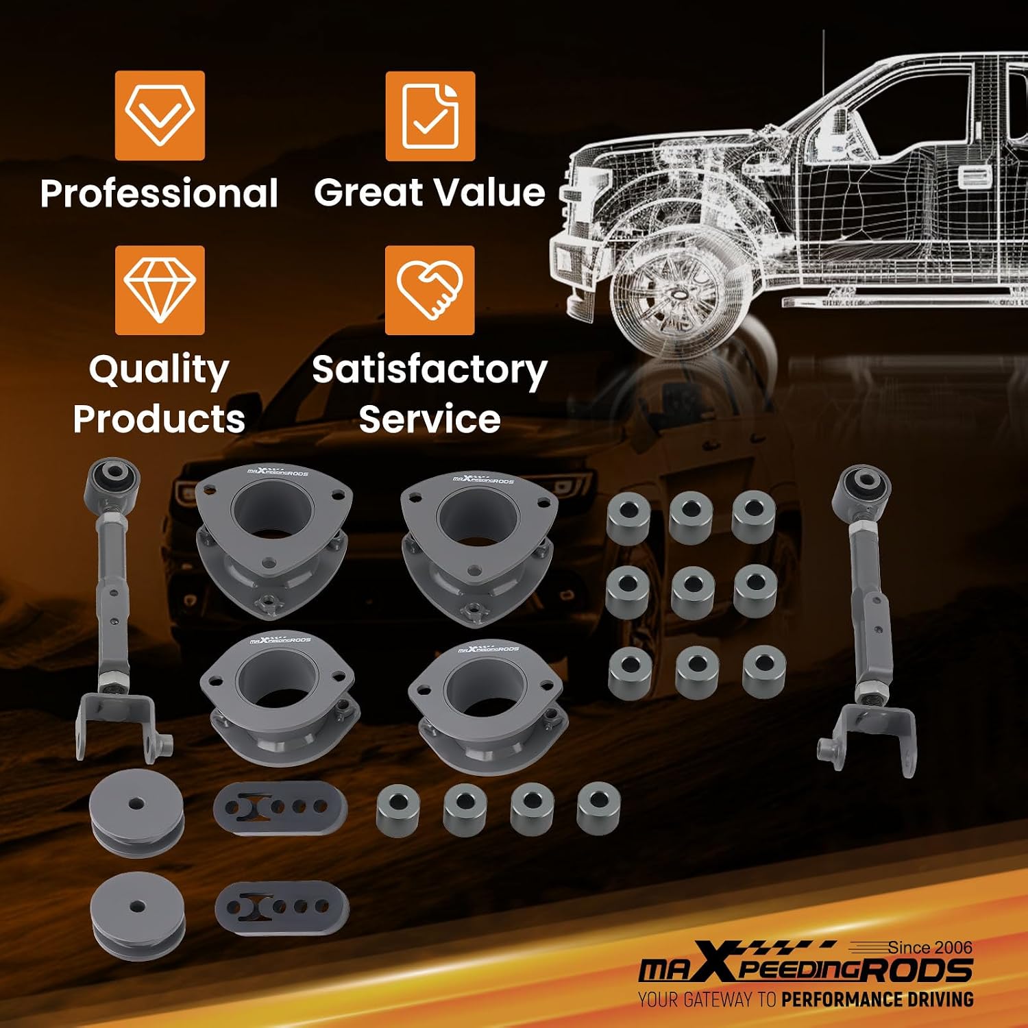 maXpeedingrods 2.5" Front & 3" Rear Lift Kit for Honda CR-V 4WD 2002-2006, Suspension Kit