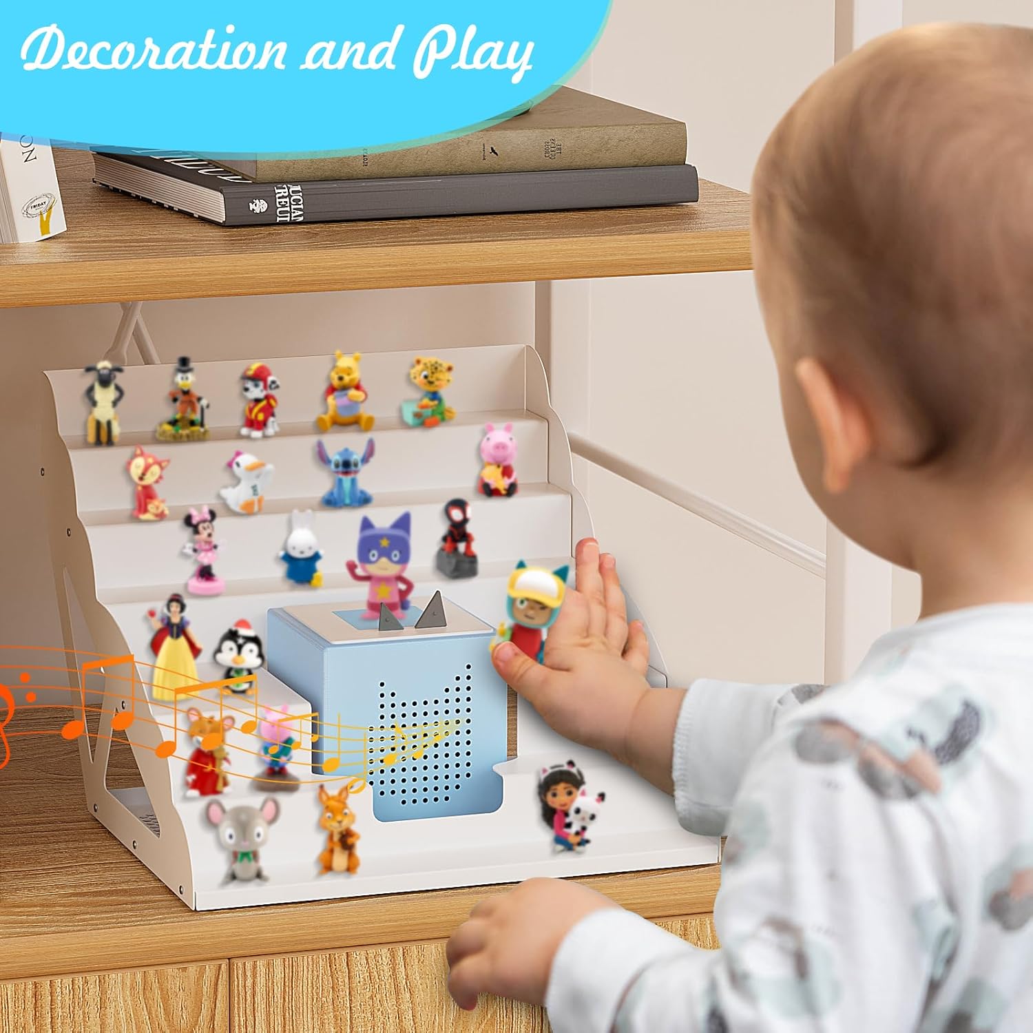 for Tonie Shelf Magnetic, Tonies Storage for Tonie Figures, 30-50 Characters and Toniebox for Girls and Boys in White
