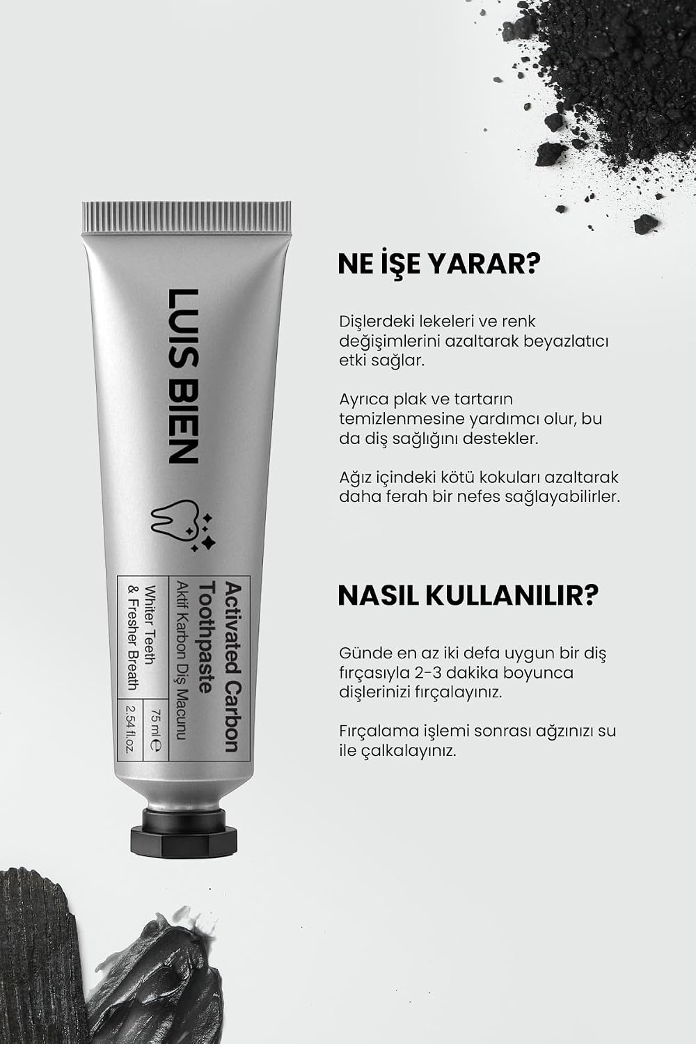 Luis Bien Aktif Karbon Diş Beyazlatma Macunu 75 ml