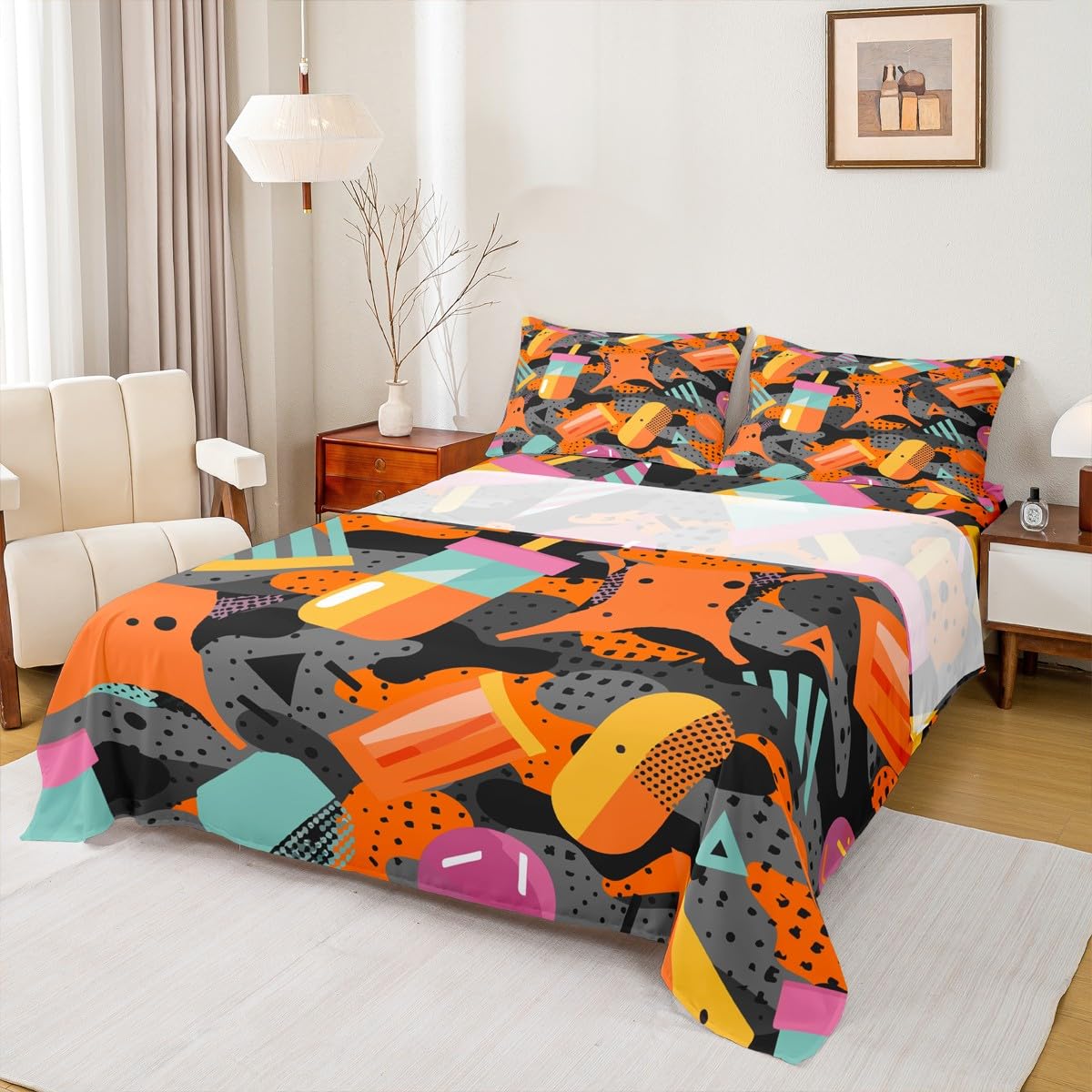 Amazon.com: 80s 90S Fashion Style Sheet Set Twin Size,Retro