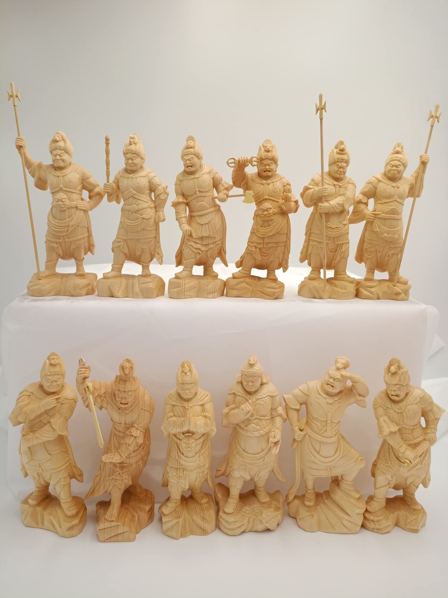 Amazon｜十二神将 仏像 十二体一組 十二干支 木彫り 仏像 縁起仏像