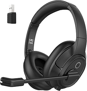 EKSA Bluetooth Headphones with Microphone & USB Adapter, 55 Hours Playtime and 10 m Range, Over Ear Wireless Headset PC fo…