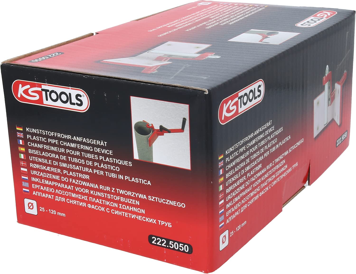 KS Tools 222.5050 Urzadz do fazowania rur z tworz. Sztucz Ø 25 - 120 mm, 176mm