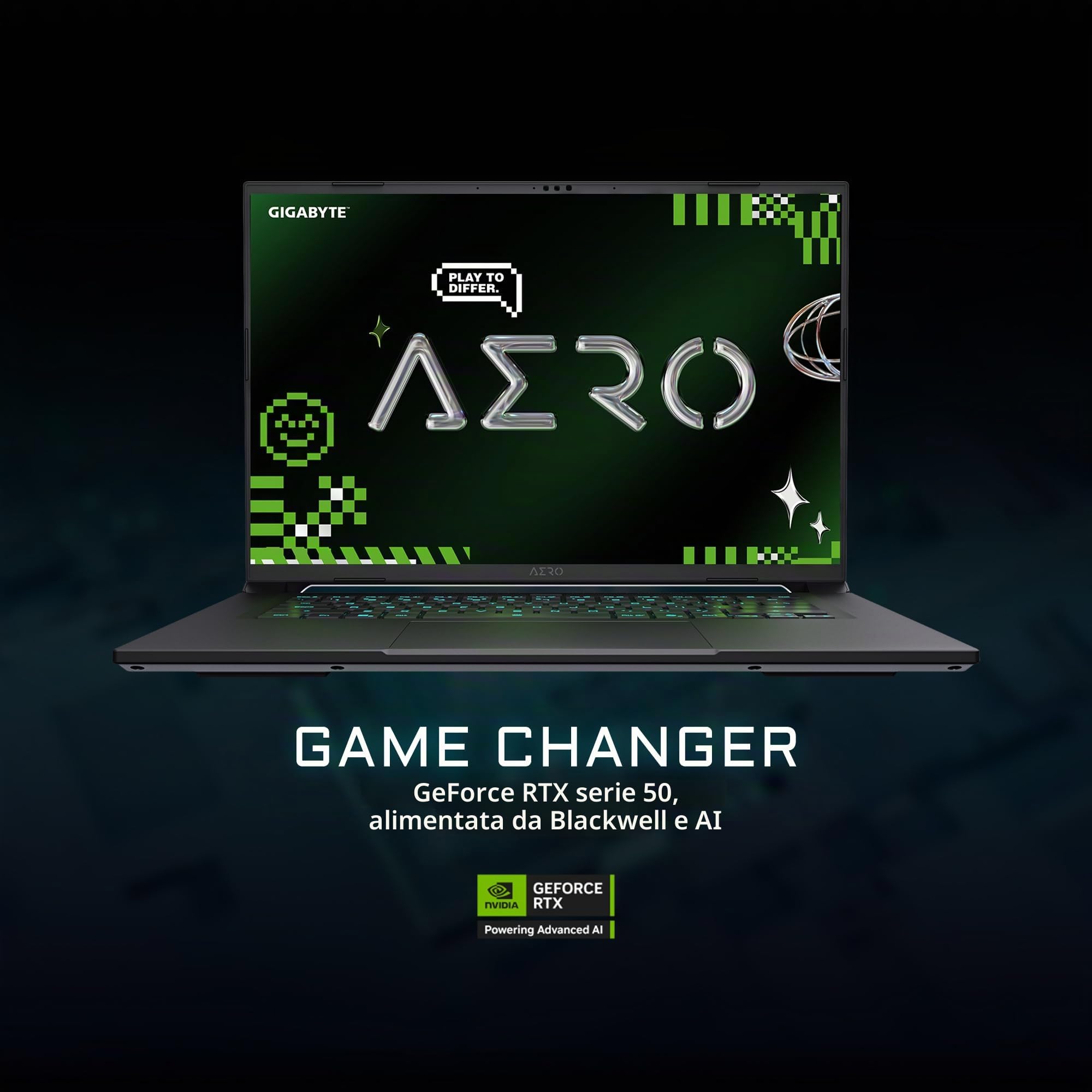 GIGABYTE AERO X16; Copilot+ PC - 165 Hz 2560 x 1600 WQXGA - NVIDIA GeForce RTX 5070 - AMD Ryzen AI 9 HX 370-1 TB SSD con 32 GB di RAM DDR5 - Windows 11 Home - Grigio siderale AERO X16 2 WHA3USCC. 64AH