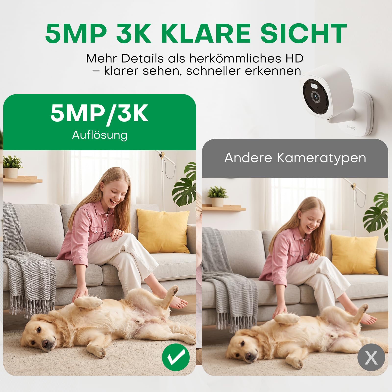 5MP 3K Magnetische Überwachungskamera Innen mit Vollfarb-Nachtsicht | Wlan Kamera Überwachung Innen, Personen-Bewegungserkennung, Zwei-Wege-Audio, IP65 Wasserdicht, Alexa Google Kompatibel