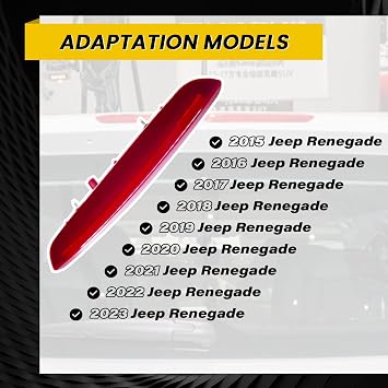 FHRHRY 68247167AA, High Mounted Third Brake Light Compatible with Jeep Renegade 2015-2023, Rear Center LED 3rd Stop Lamp Replacement Part, New - Easy to Install | 2016 2017 2018 2019 2020 2021 2022