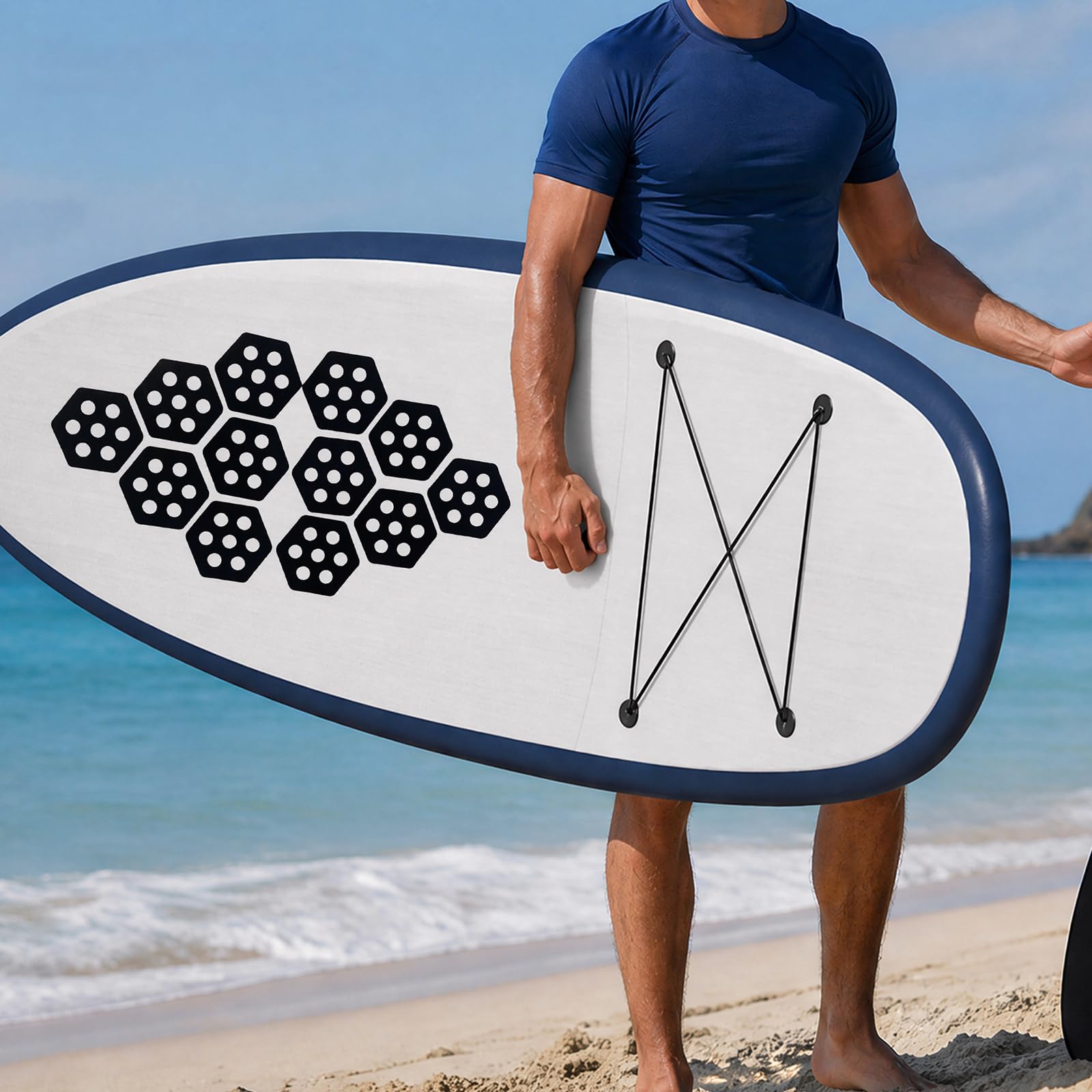 12 cuscinetti di trazione esagonali per tavola da surf con adesivo pad di trazione anteriore per tavole da surf universali fai da te per surf sport acquatici