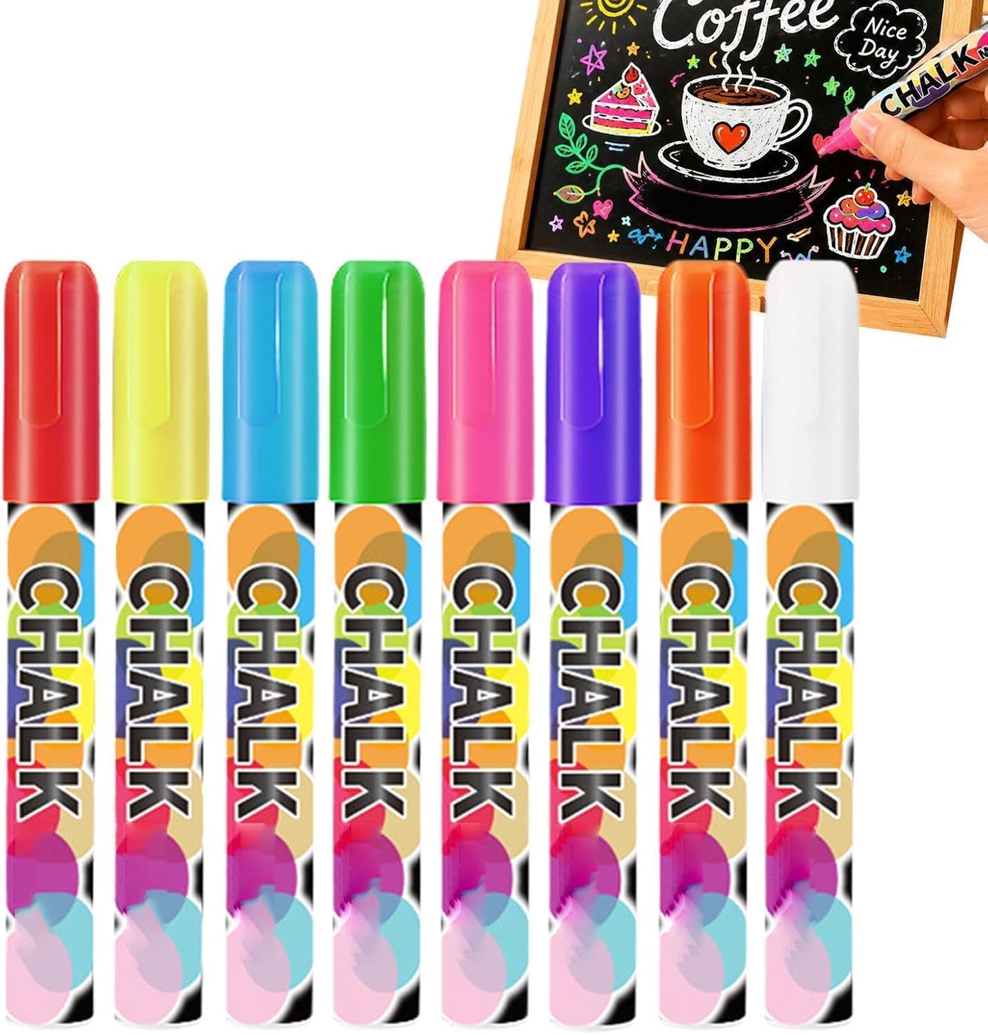 Liquid Chalk Pens Blackboard Markers Chalk Markers 8 Colors 6mm Tip Smooth