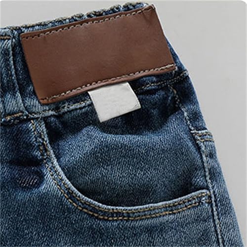 Teens Girls Loose Bell Bottoms Elastic Waist Relaxed Casual Denim Flared Trousers Distressed Trendy Streetwear Pockets(Blue,11-12 Years)