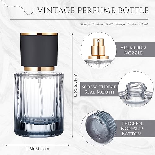 Miniatura 2 de Juego de 12 botellas de perfume de 1.0 fl oz (1.0 fl oz) vacías rellenables de vidrio de viaje, botellas de perfume vacías elegantes, juego