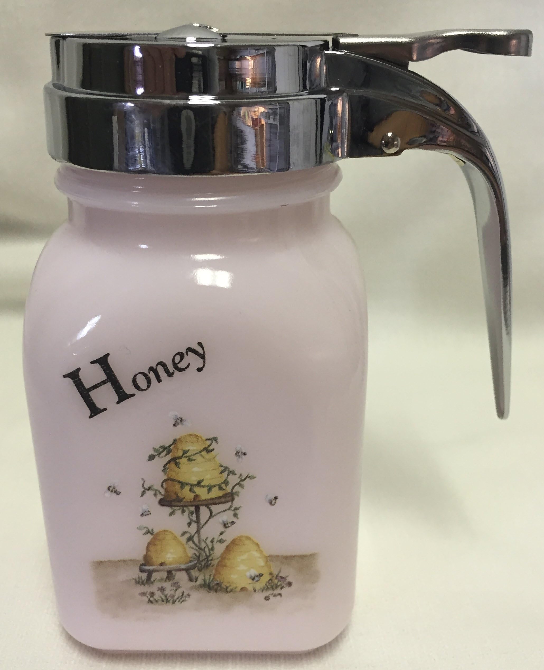 Honey Dispenser - Crown Tuscan - American Made - Mosser Glass USA (Hive/Bees)