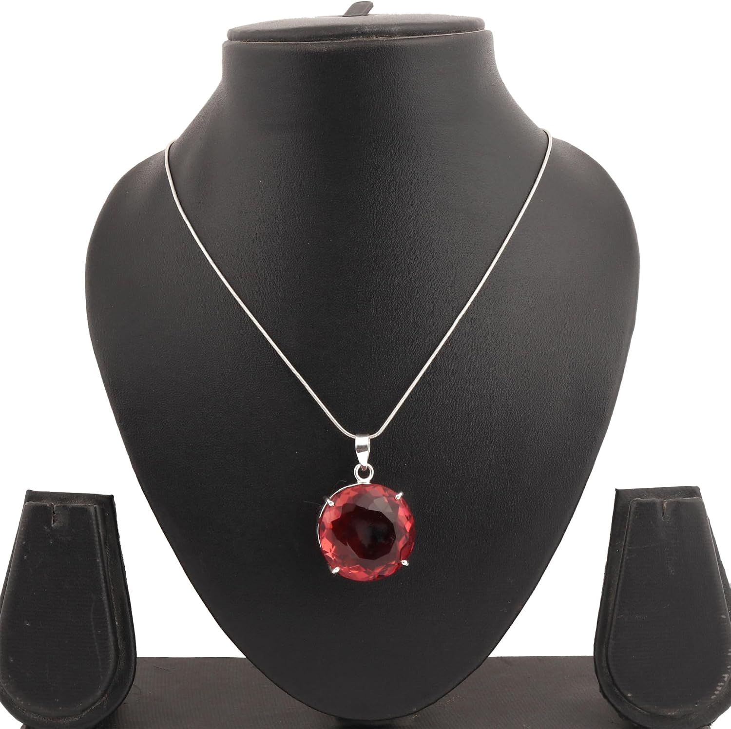 GEMHUB Gmestone For Jewelry Making 108.00 Carat Color Changing Alexandrite Gemstone Pendant With Chain Sterling Silver Round Cut Pendant With Chain