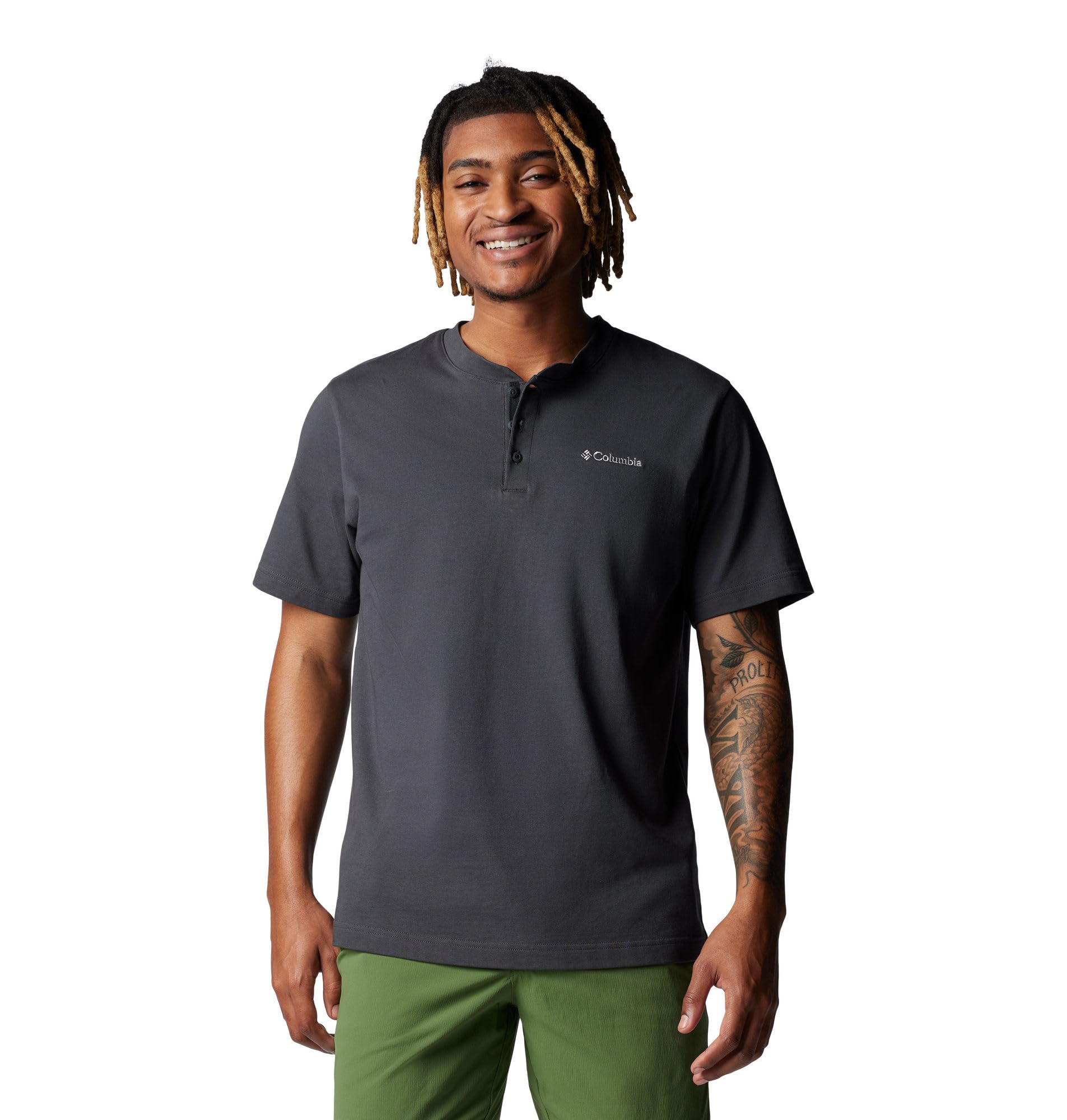 Columbia Landroamer Henley II de Manga Corta Camiseta para Senderismo Hombre (Pack de 1)
