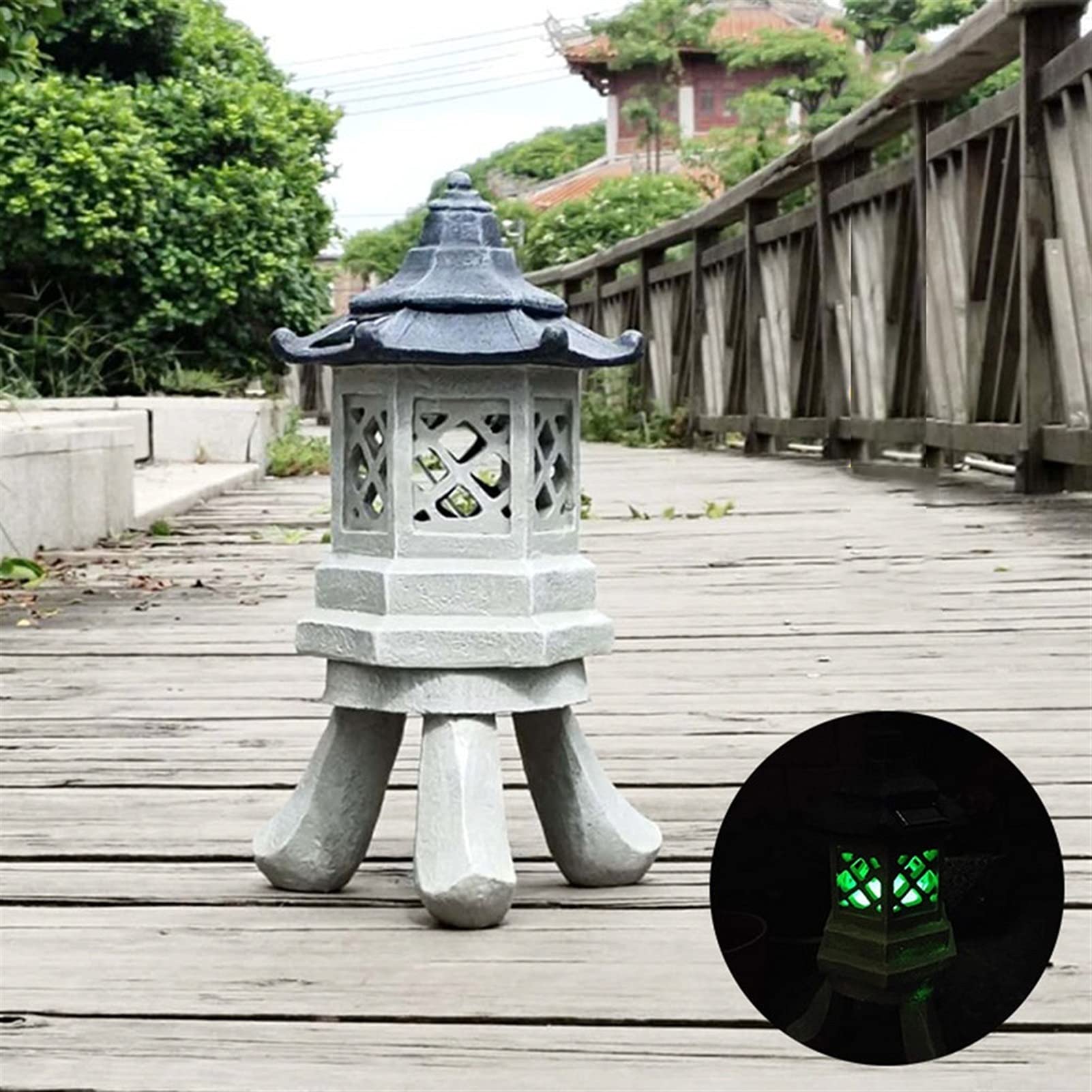 Statua Lanterna Pagoda Solare Lampada da Giardino a LED ad energia Solare da 12,6 Pollici con Sette modalità di Luce, Perfetta per l'arredamento del Giardino Zen e Gli Ornamenti da Esterno