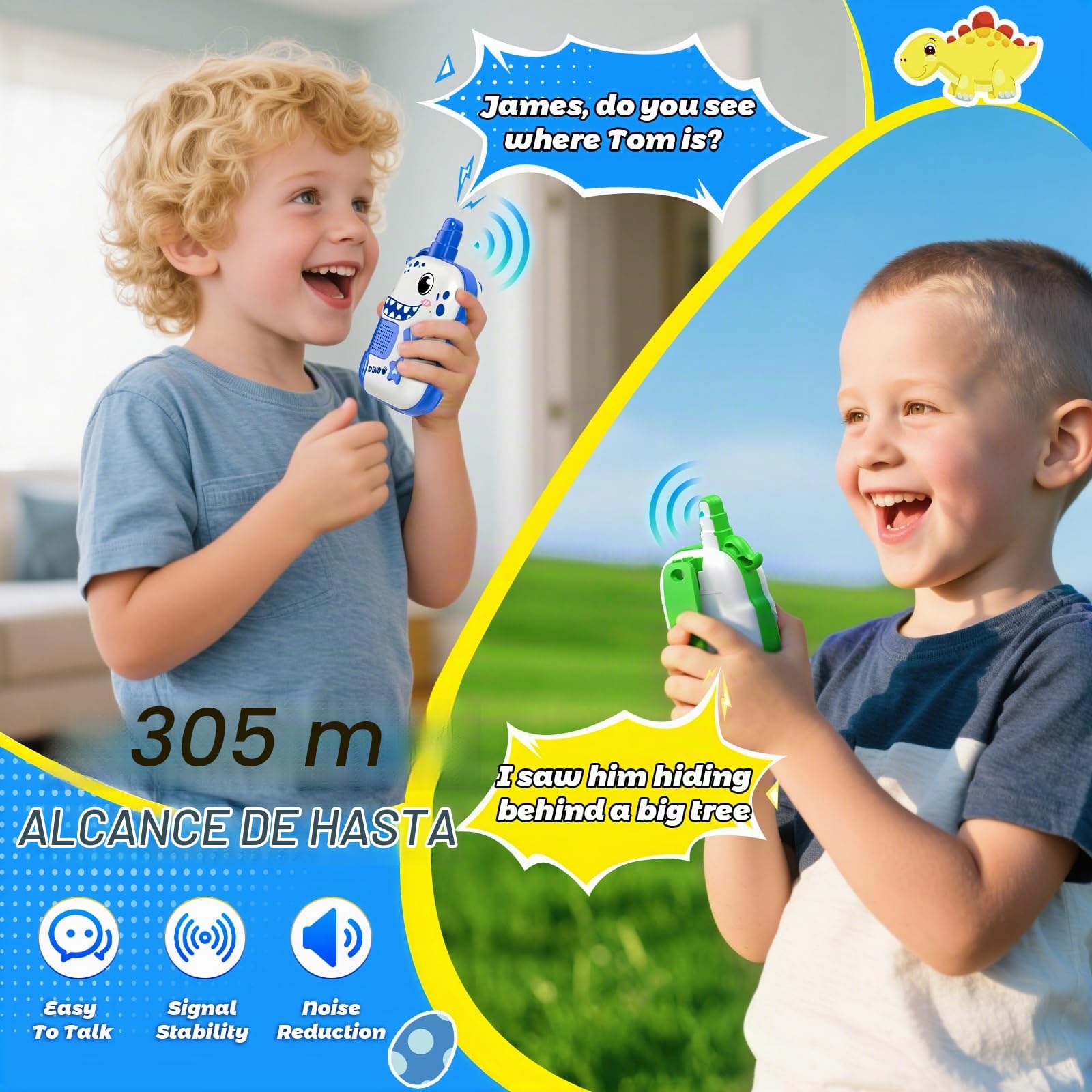 iKidiki Walkie Talkie Niños Recargable, Juguetes Niños 3 4 6 7 8 Años Regalo Niño 3-8 Años Walky Talky Regalo Niño 3-8 Años Juegos Exterior para Niños Jardin Regalos para Niños