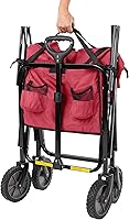 Vista 3 de Yaxa Basics - Carrito plegable resistente para exteriores, para deportes al aire libre, camping, jardín y compras, capacidad de peso de 265 Rojo