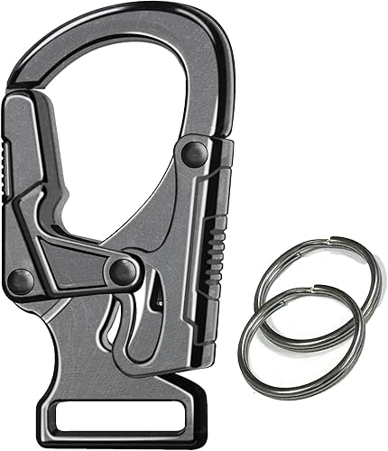 Miniatura 17 de Ahiller Clip de mosquetón, clip de aleación de 1.9 pulgadas para llavero de automóvil con 2 llaveros, ganchos para exteriores, pequeño llavero para