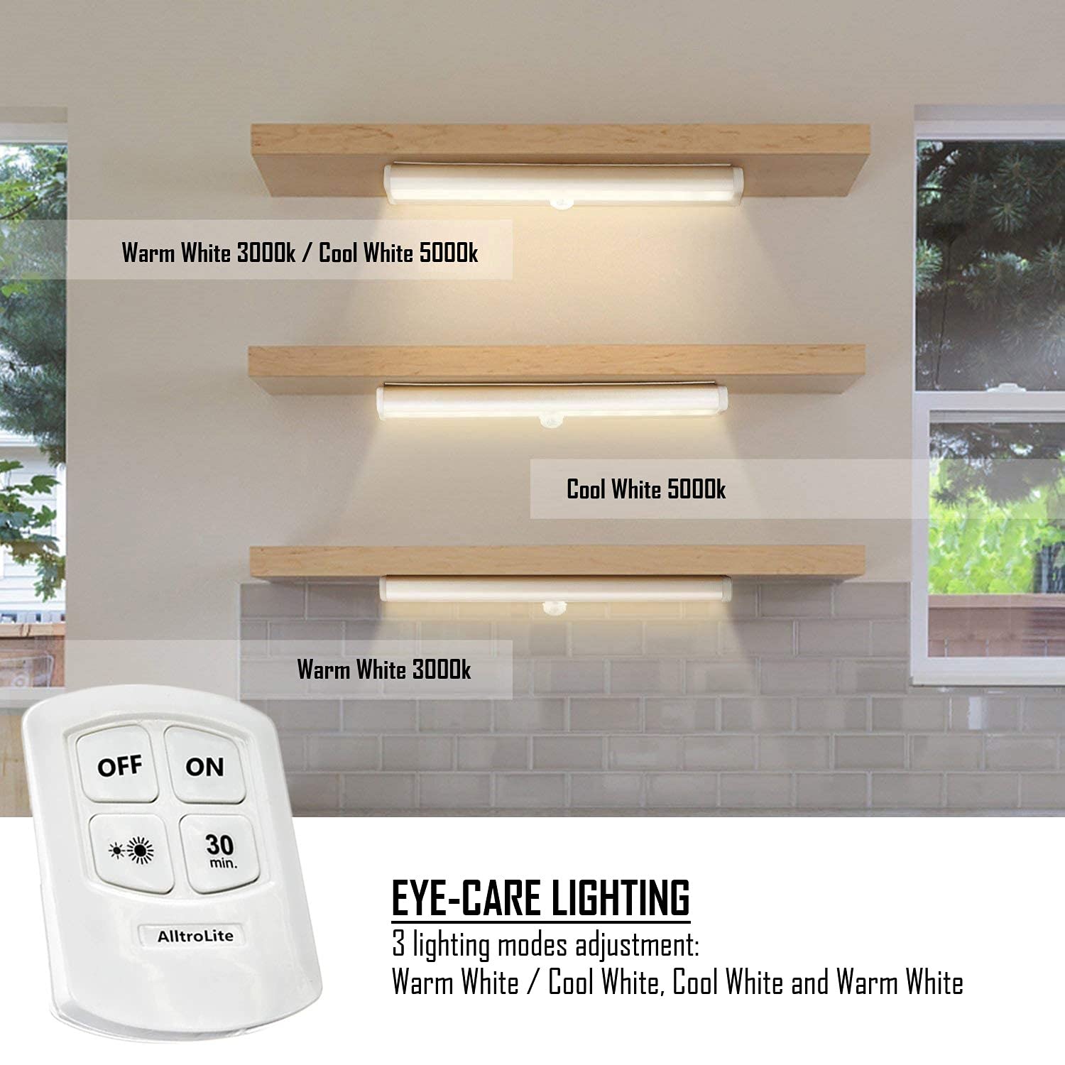 Alltro BarLite 2-Pack Remote Control LED Closet Light Motion Activated, Cordless Under Cabinet Motion Sensor Light, Stick-on Anywhere, Rechargeable 20 LED Night Light for Closet Hallway Stairway