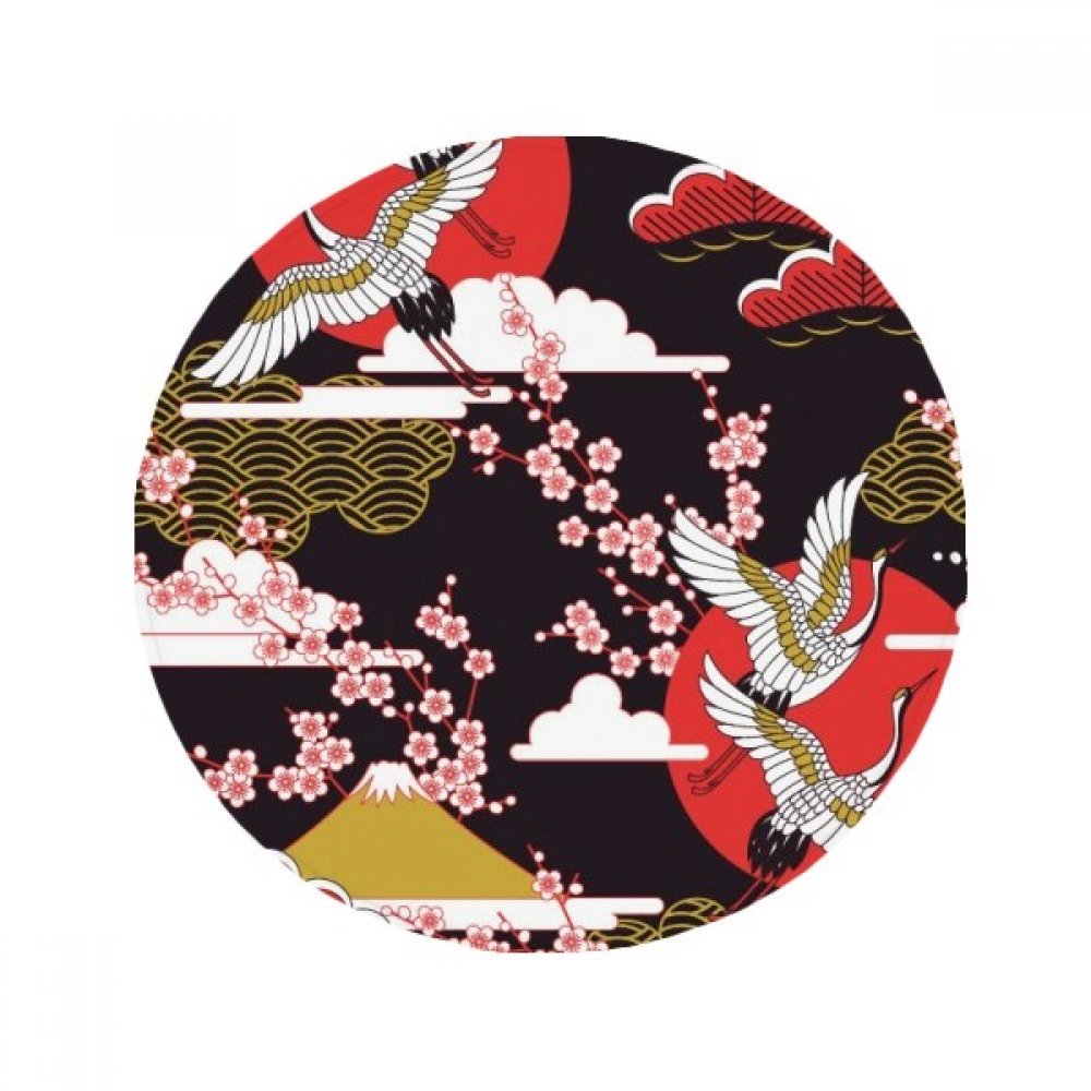 Tapis rond Sakura et soleil levant pour une salle de bain zen