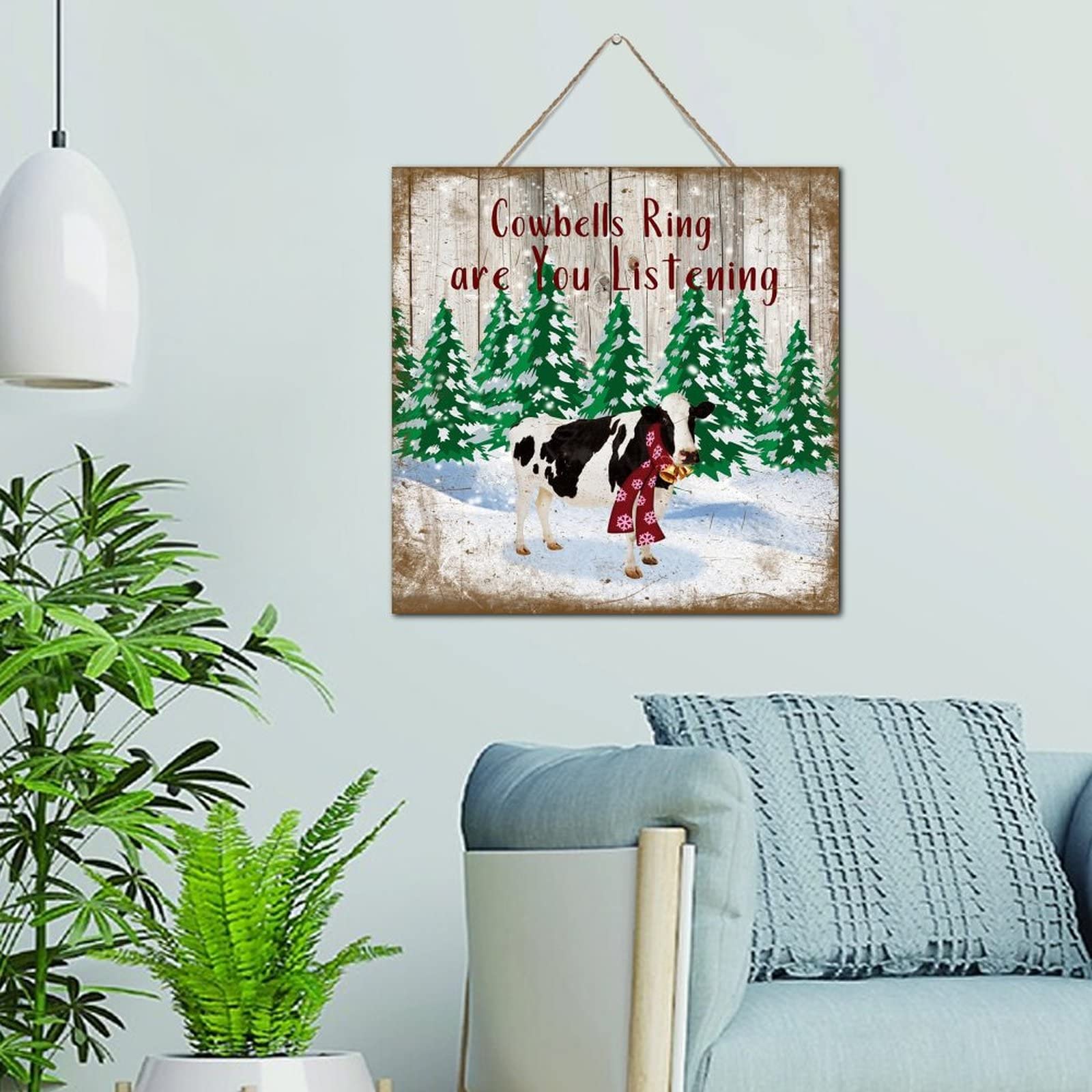 Plaque en bois peinte vache rigolote idée cadeau originale décoration table et cuisine