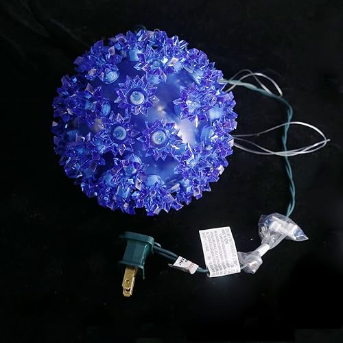 Miniatura 7 de Esfera de luces de Navidad de 5.5 pulgadas para colgar al aire libre, 50 luces LED de orbe azul claro, luces de esfera para árbol, porche,
