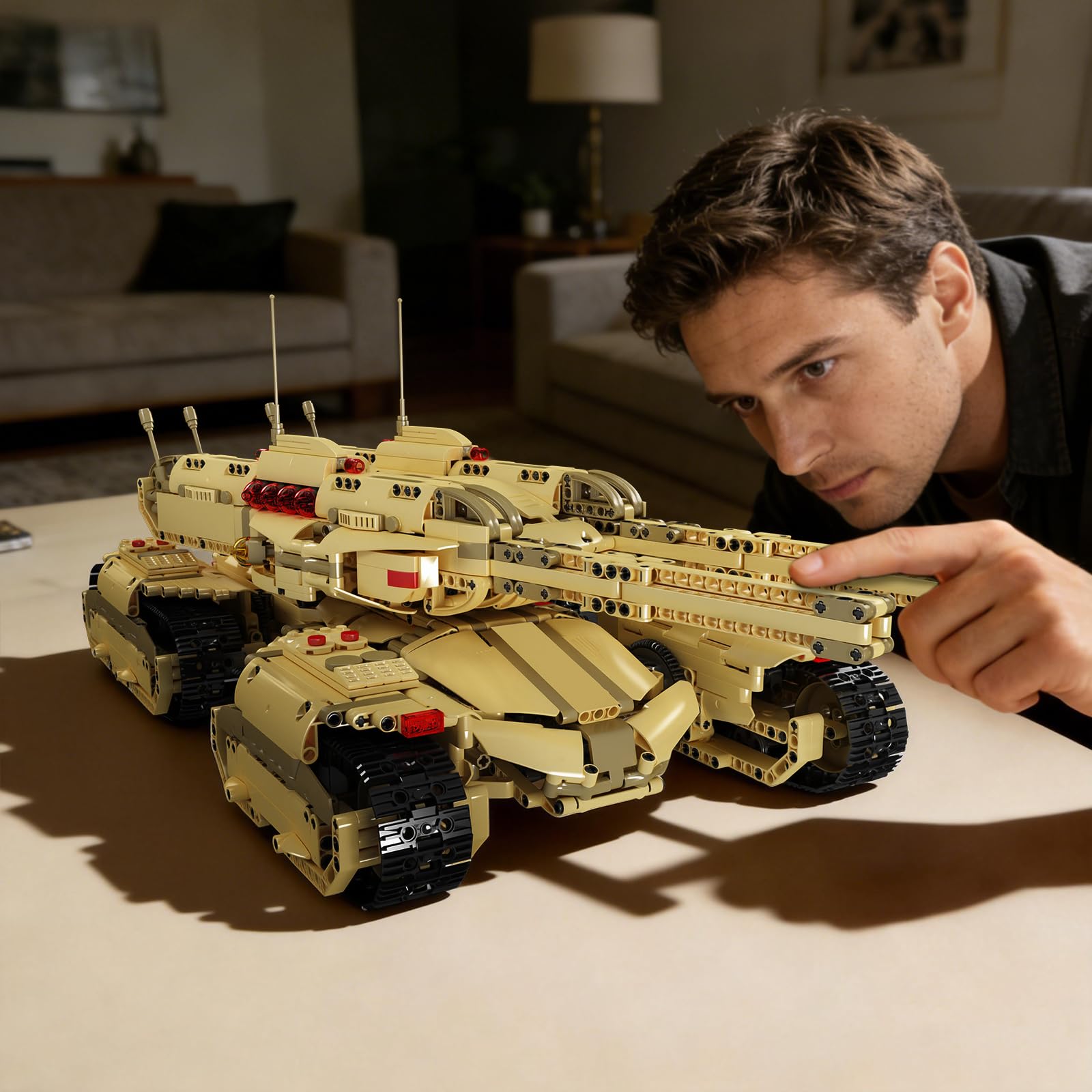 Mould King 20011 Ferngesteuert Tank Bausteine Modell, Technik Panzer Kit mit Fernbedienung und App Dual Control, Panzer Spielzeug Bausatz als Geschenk/Sammlerstücke (3296+ Teile)