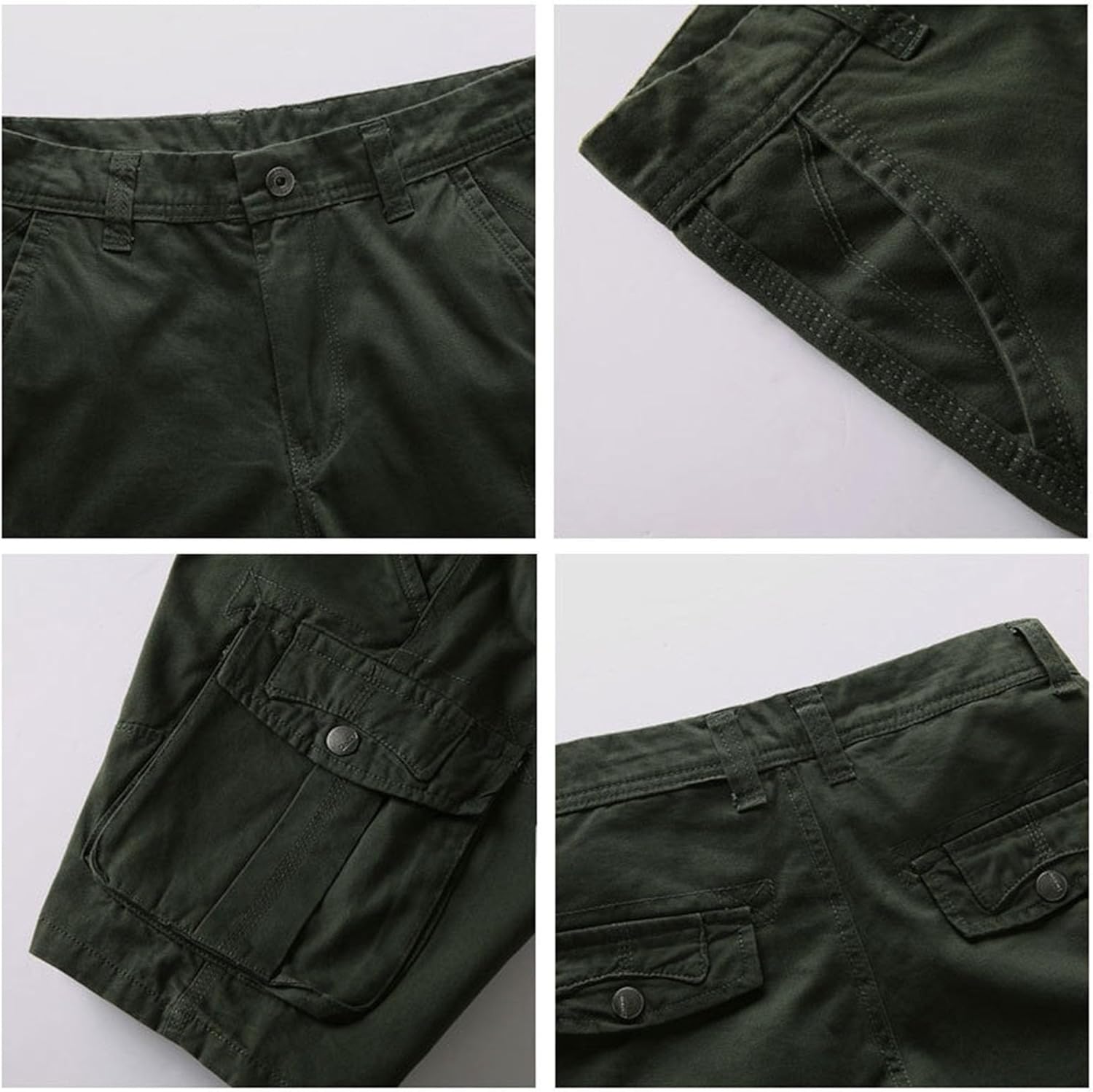 Men 2 Pc Relaxed Fit Comfortable Cargo Short Classic Cargo Stretch Short Multi Pocket Zipper Casual Loose Fit Short