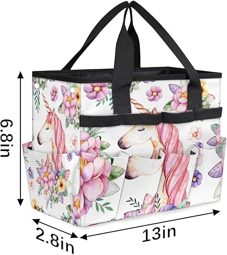 Miniatura 3 de Bolsa de herramientas de jardín con diseño de flores y unicornio para mujeres y hombres, bolsas de almacenamiento de herramientas de jardinería con
