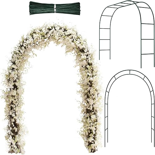 Arco de metal para jardín, arco de boda, arco de jardín con cables de hierro para interiores y exteriores, fiesta, jardín, patio, enrejado, planta