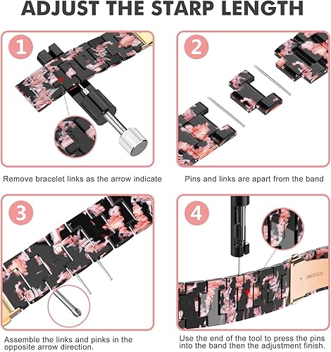 Miniatura 9 de Wearlizer Resina y acero inoxidable compatible con correas Fitbit VersaVersa 2Versa LiteVersa SE para mujeres y hombres, reemplazo ligero compatible