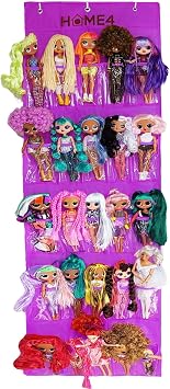 HOME4 Hanging Over The Door Storage Organizer Holder Compatible with Surprise Toys Dolls OMG Bar bie LOL Purple