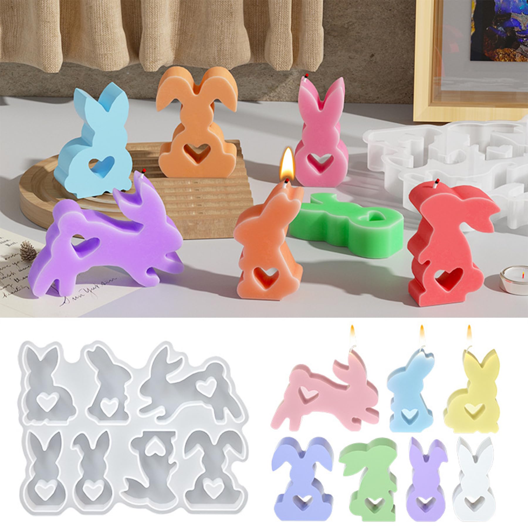 7 Stück Silikonformen Ostern,Silikonformen Gießformen Ostern Hase,Silikon Gießform Ostern,Gießformen Silikon Ostern,Ostern Hasenform Silikonform,Gießform Ostern für DIY Osterhase Deko