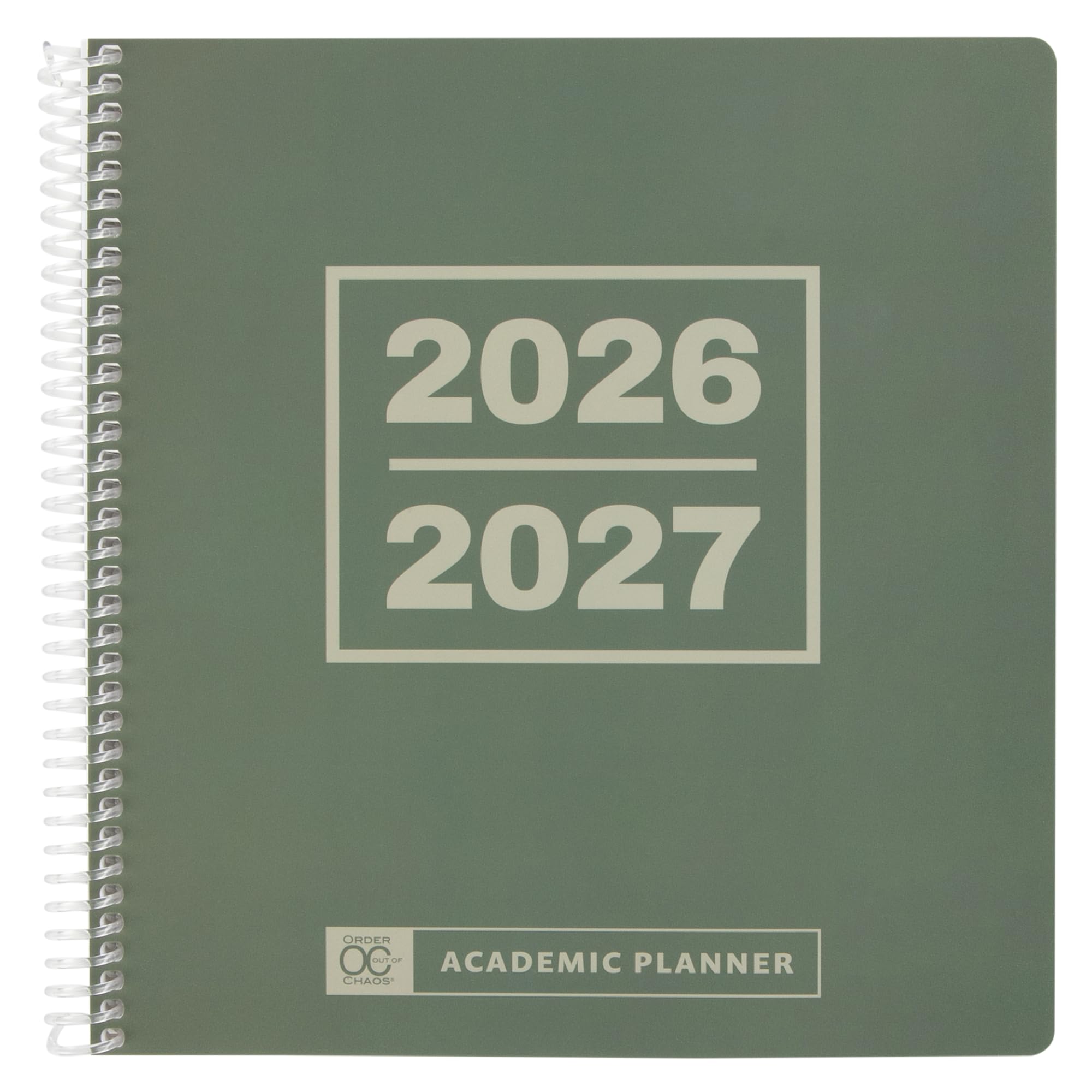 Order Out Of Chaos Akademischer Planer 2026–2027, Tages-/Wochen-/Monatskalender, Schülerplaner 2026–2027, 8,5 x 8,25 cm, Hausaufgaben-Organizer, Juli 2026–Juni 2027, Salbeigrün