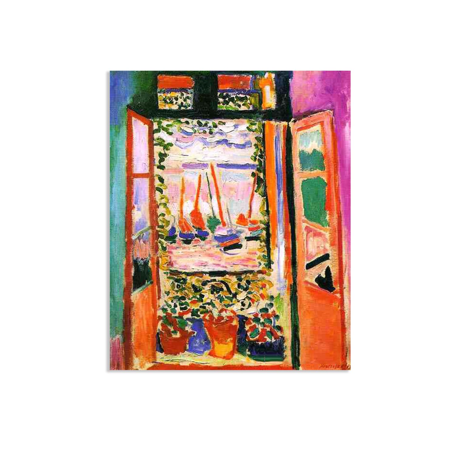MYCGGDGH Henri Matisse Painting Reproduction Open window at Collioure Henri Matisse abstract art canvas wall reproductions classic poster for living room Bathroom Office 105x80cm(41x31in) poster