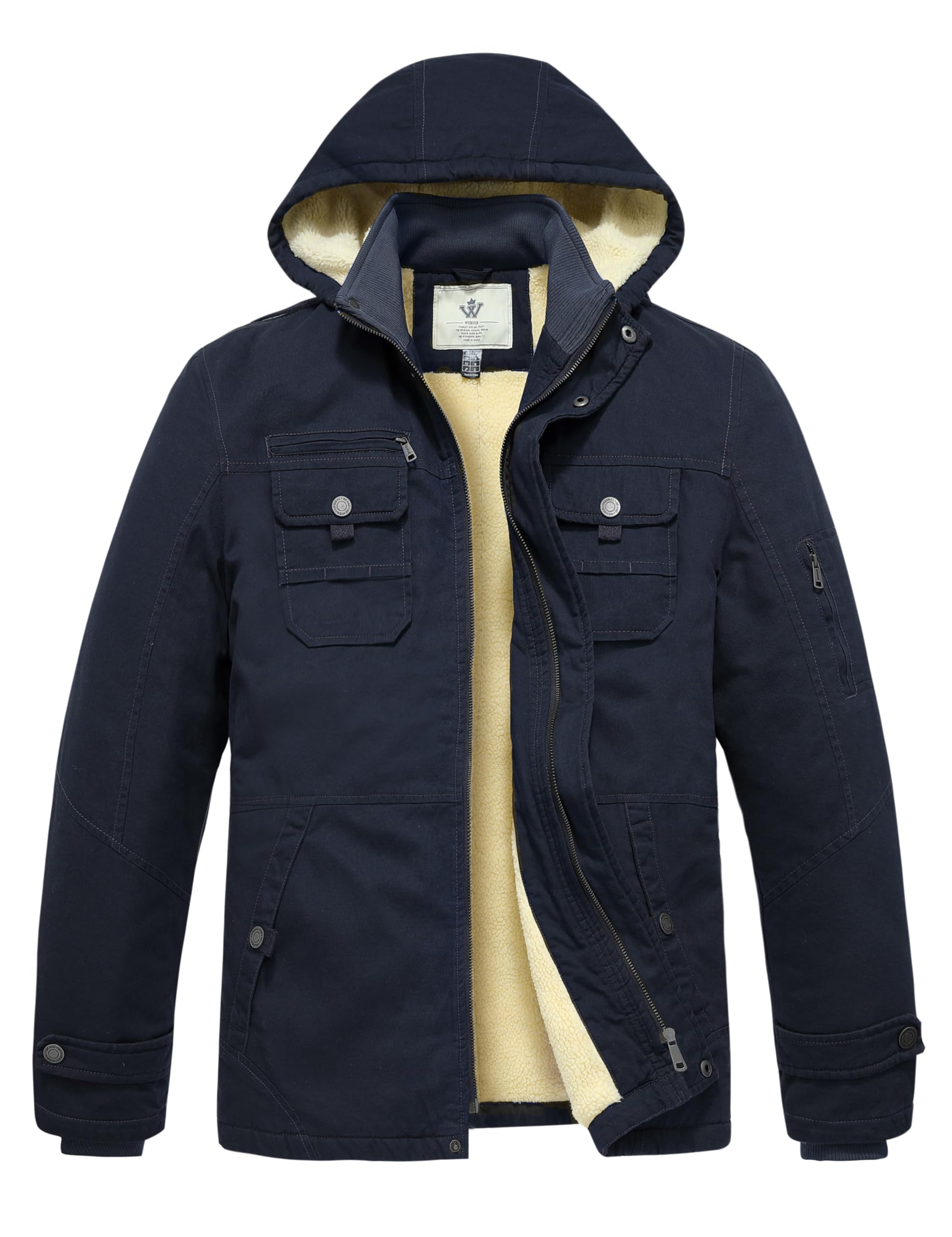 WenVen Cappotto Militare Uomo Invernale Caldo Antivento Esterno | Caldo, Fodera Spessa, Antivento, Imbottita, Isolante,Media Lunga,Cappuccio Rimovibile,Giacca Sportiva,Outdoor, Mezza Stagione