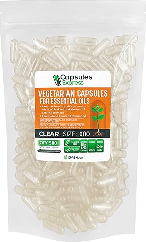 Miniatura 10 de XPRS Nutra Cápsulas veganas vacías tamaño 4  500 cápsulas vegetales transparentes para aceites esenciales  Cápsulas vegetales vacías para aceites