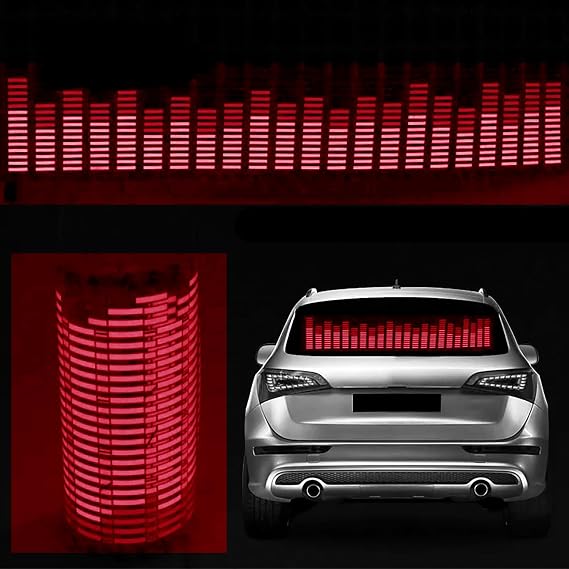 Sound Music Beat Activated Sensor Car Sticker Equalizer Glow Rhythm LED Flash Light Audio Voice Rhythm Lamp,90X25cm (Red)