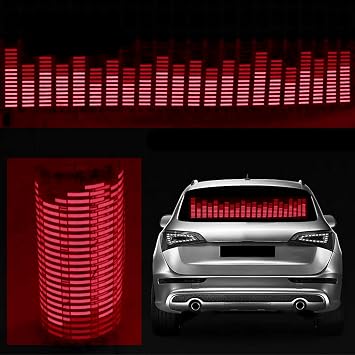 Sound Music Beat Activated Sensor Car Sticker Equalizer Glow Rhythm LED Flash Light Audio Voice Rhythm Lamp,90X25cm (Red)