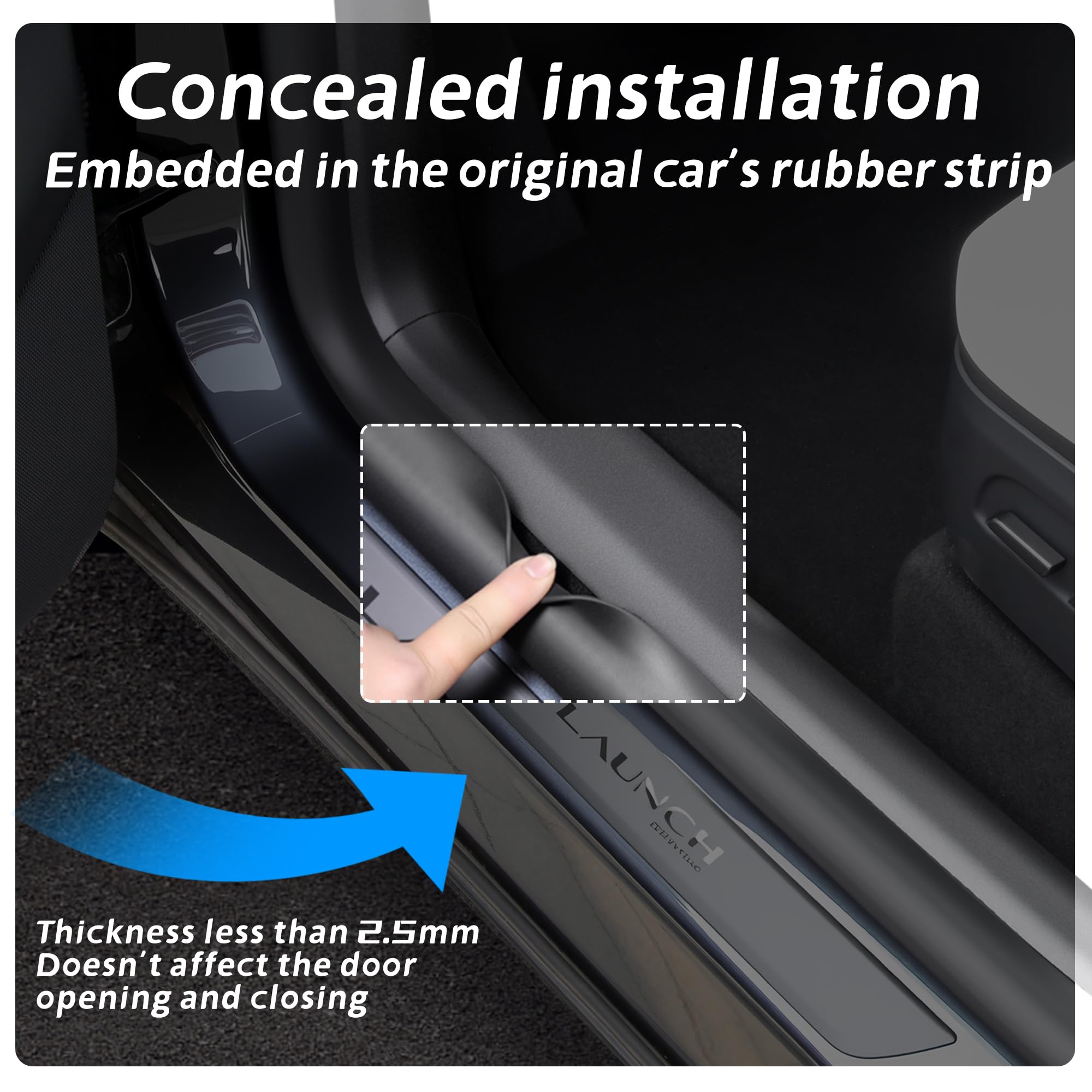 pour Tesla Model Y Juniper 2025-2026 Protections de Seuil de Porte Arrière, Protecteurs De Bord De Porte, Anti-Dérapantes Avant Et Arrière pour Model Y Juniper (Not fit 2026 Standard)