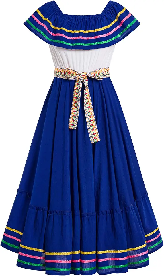 ODIZLI Womens Fiesta Mexican Traditional Ruffle