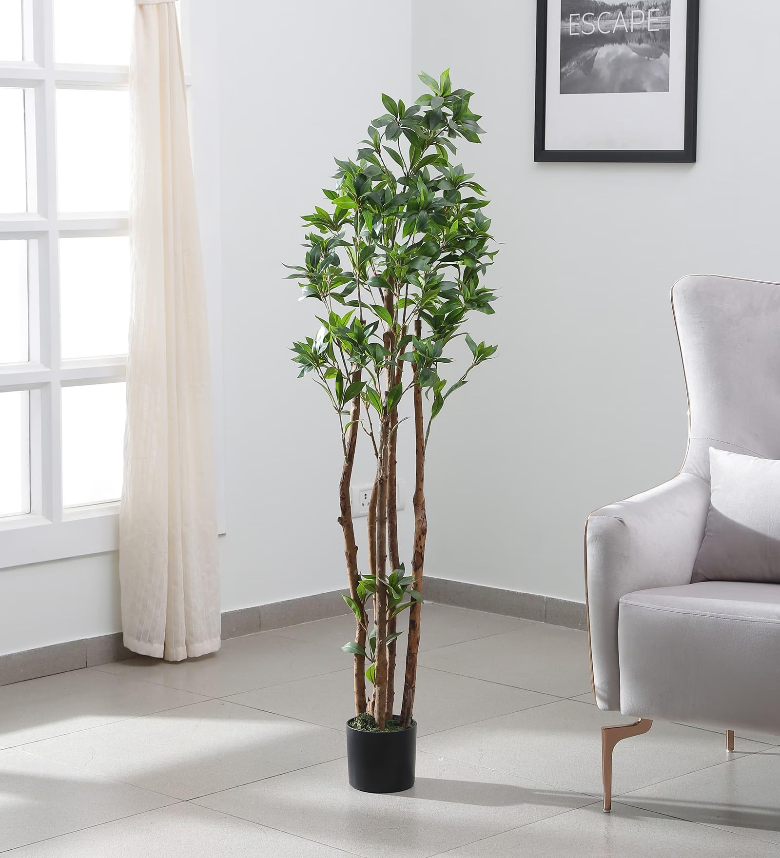 Sponsored Ad - ARICK Decor 6FT Large Artificial Bamboo Tree Fake Plant Indoor Outdoor Thin Faux Bamboo Plants with Encrypted Silk Leaves for Yard Privacy Screen (Pack of 6)