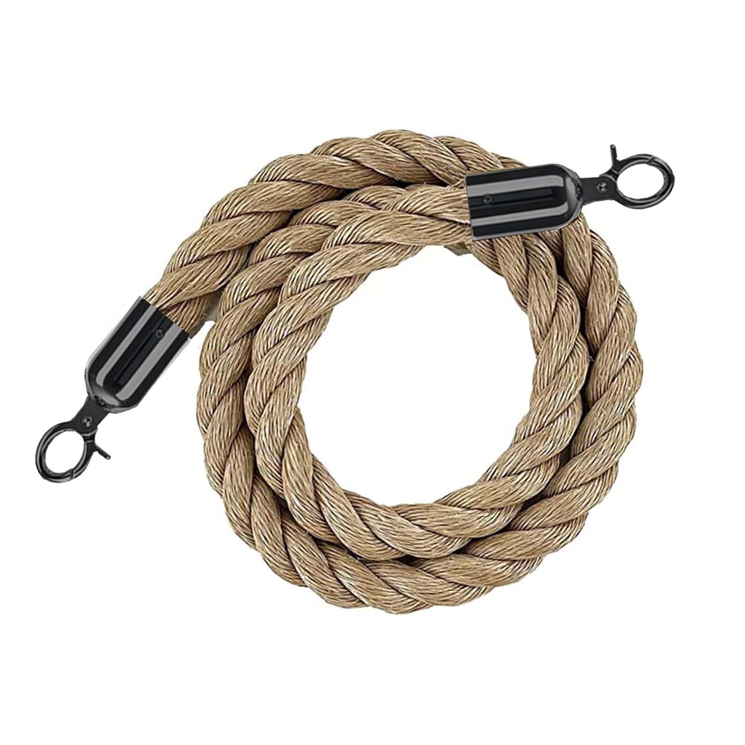 Aunangljscs Black Rope Barriers, Stanchion Queue Barrier Ropes For Crowd Control, Pole Rope For Posts,Hemp With Polished Snaps-Gold||3.0M(,1.0M)