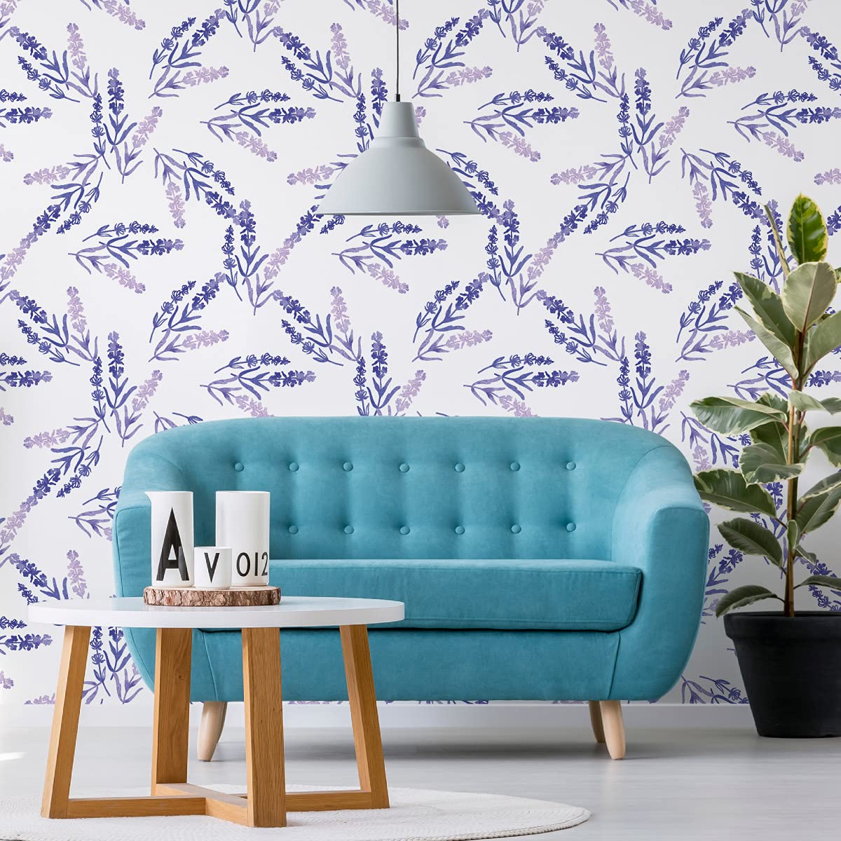 Muralo Tapeta 10 m, rolka flizeliny, kwiaty, lawendy, liście, natura, rośliny, łodygi, tapeta z włókniny, 1000 x 53 cm, tapeta ścienna, do salonu, sypialni, nowoczesna dekoracja ścienna