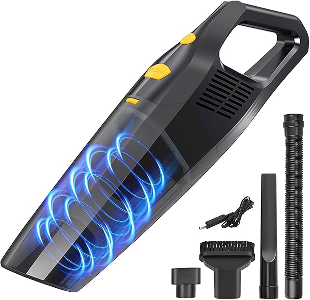 Handheld Vacuum Cleaner, 8000PA Strong Suction,120W Car Vacuum Cleaner Cordless Powerful Rechargeable, Wet & Dry Use Hand Held Vacuuming Cordless Hoover for Home,Office, Car Deep Cleaning