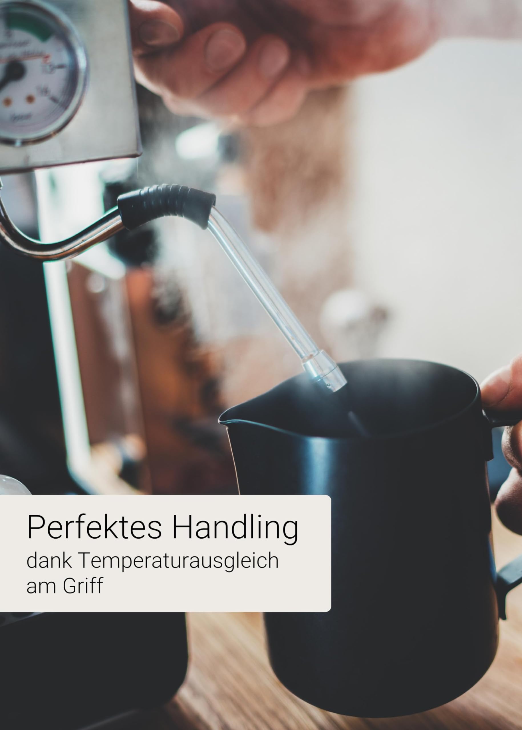 Lambda Coffee Barista Espresso Kännchen Edelstahl 150ml I Espresso Kanne silber zum Gießen von Espresso I Barista Milchkännchen klein | Siebträger Zubehör