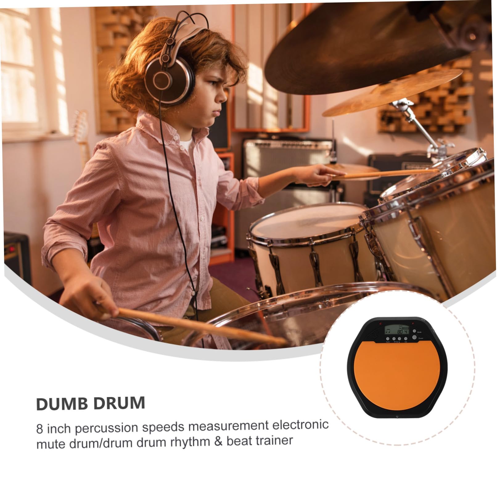 Pad Batteria Allenamento Elettronico Arancione da 8 Pollici in Silicone e Abs Riduzione del Volume, Flessibile per Esercizi di Ritmo e Pratica Musicale
