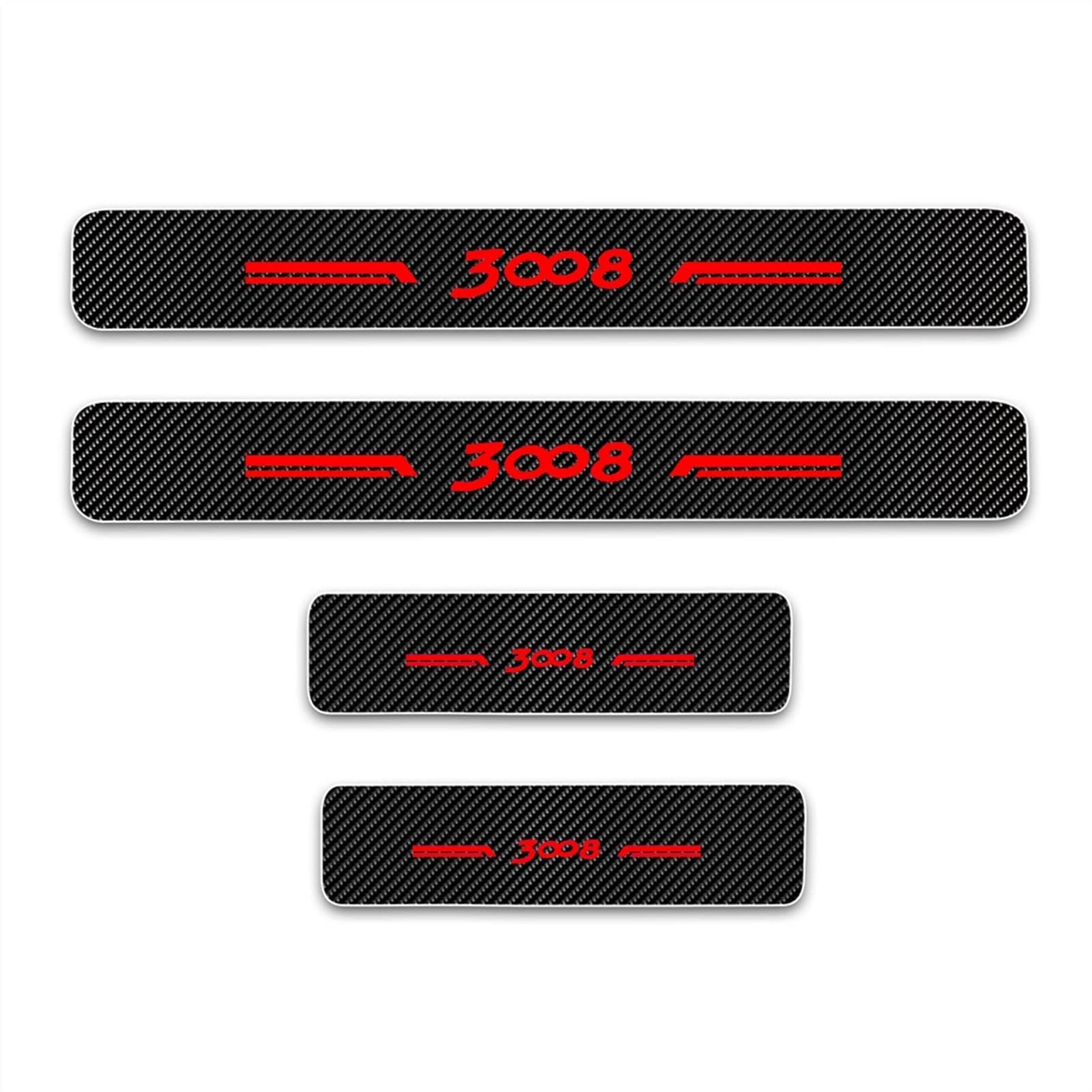 EAGLEG 4Pcs Carbon Fiber Car Door Sill Protector for Peu-geot 3008, Door Sill Scuff Guard Cover Pedal Sticker Decor Accessories,Red
